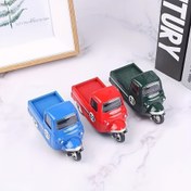 Resim 1pc Mini Alüminyum Geri Çekme Üç Tekerlekli Oyuncak, Vintage Simülasyon Üç Tekerlekli Motosiklet Modeli, Çinko Alüminyum Koleksiyonluk Masa Süsü, Açılabilir Kapılar ile, 3-6 Yaş Arası Çocuklar için 