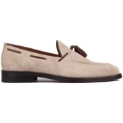 Resim Shoetyle - Bej Süet Deri Püsküllü Erkek Klasik Ayakkabı 250-7951-842 Bej 
