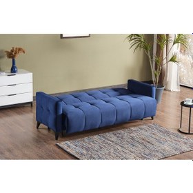 Resim Dublin Kollu Kanepe Modern Tasarım, Konforlu Ve Dayanıklı Yaylı 3 Lü Koltuk Lacivert 