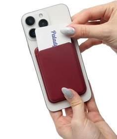 Resim MagSafe Özellikli Bordo Standlı Manyetik Kartlık Cüzdan 
