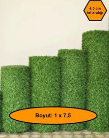 Resim 1x7.5 Metre Çim Çit. Bahçe Çiti. Dekoratif Telli Çit. Yapay Çim Çit 