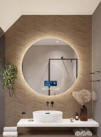 Resim Dokunmatik Akıllı Ayna Bluetoothlu Buhar Tutmayan Banyo Aynası Lavabo Aynası Hd 3 Renk Ledli Dekoratif Ayna 70cm 
