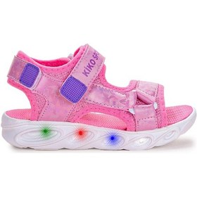 Resim Kiko Kids 133 Hologram Işıklı Kız Çocuk Cırtlı Sandalet Ayakkabı Pembe 001 