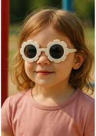 Resim Kids Güneş Gözlüğü Beyaz Papatya Çerçeve Uv 400 Korumalı Ce Belgeli Güneş Gözlüğü Unisex Beyaz 
