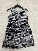 Resim Zebra Desenli Kolsuz Elbise Siyah 