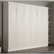 Resim Minar Kale 210 Cm 6 Kapaklı 2b Raf Portmanto Beyaz Eskitme Beyaz 