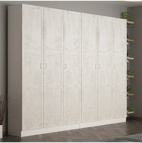 Resim Minar Kale 210 Cm 6 Kapaklı 2b Raf Portmanto Beyaz Eskitme Beyaz 