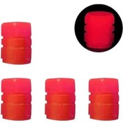 Resim Büro Ev Ofis Arabası İçin 4adet 16mm Araç Lastiği Dekor Kırmızı Fosforlu Lastik Sibop Kapağı Seti 