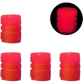 Resim Büro Ev Ofis Arabası İçin 4adet 16mm Araç Lastiği Dekor Kırmızı Fosforlu Lastik Sibop Kapağı Seti 