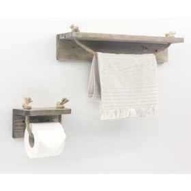 Resim FebsWood Masif Ahşap Ipli Havluluk Takımı 