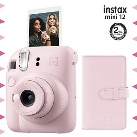 Resim Fujifilm Instax mini 12 Beyaz Fotoğraf Makinesi ve 96'lı Laporta Albüm Seti 