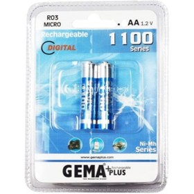 Resim Gema Plus R03 Micro 1100 Serisi 1100 mAh AA Ni-MH Şarj Edilebilir Kalem Pil 2'li 