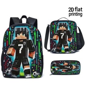 Resim Userfriendly11 Siyah 3lü Okul Çantası Seti Unisex Büyük Kapasiteli Sırt Çantası My World Pixel Style Siyah 