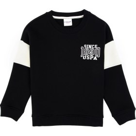 Resim U.S. Polo Assn. Erkek Çocuk Siyah Şardonlu Bisiklet Yaka Sweatshirt 50316603-VR046 