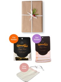 Resim CaramelPeel Ipek Yüz Kesesi + Sırt Kesesi + Ince Kese Seti 