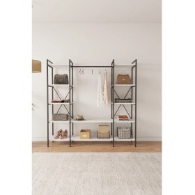 Resim Mobitopya Nilamu Elbise Dolabı / Metal Aksamlı / Beyaz/ Açık Dolap / Organizer / Askılık 