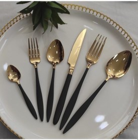 Resim Carmen 72 Parça Siyah Gold Titanyum Çatal Kaşık Bıçak Seti Gold 
