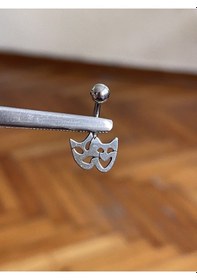 Resim Cerrahi Çelik Piercing Tiyatro Maskesi Piercing Maske Göbek Piercingi Gümüş 