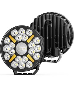 Resim Kamyon Tır 9 Inç Sis Farı Tepe ve Tampon Lambası 100 W Projektör Lamba Gündüz LED Drl Sarı ve Beyaz 