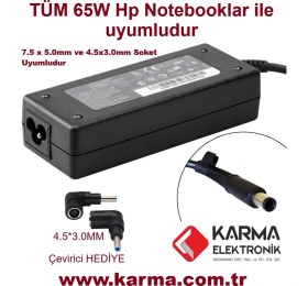 Resim Afila Hp 15-CC009NT, 15-CC010NT, 15-CC011NT Uyumlu Notebook Şarj Adaptörü (65W) Universal 