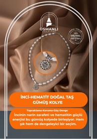Resim OSMANLI DOĞAL TAŞ Inci-hematit Doğal Taş Gümüş Kolye 