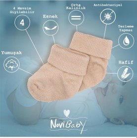 Resim Novibaby 2'li Bambu Bebek Çorap I Cloud I 0 6 Ay I Gri Yenidoğan Bebek Çorabı Çok Renkli 
