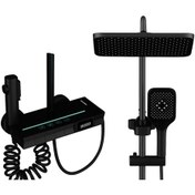 Resim RENA DESIGN SİYAH DIJITAL EKRAN PİYANO FONKSİYONEL AKILLI DUŞ SİSTEM BANYO BATARYA ROBOT YAĞMURLAM AMBİYANS LED 