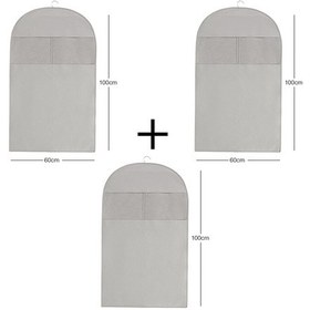 Resim Ocean Home Textile 3'lü Gri Balıksırtı Elbise Kılıfı Set 