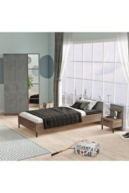 Resim Yurudesign New Home Genç Odası Takımı 3'lü Set Beton Kahve Hm10-cg 