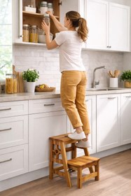 Resim DİNGODAWOODENWORK İki Basamaklı Çok Amaçlı Ahşap Basamak 