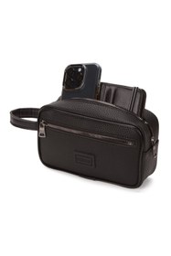 Resim Newish Polo Erkek Siyah Deri Portföy Clutch Traş Kozmetik Bakım ve Günlük El Çantası new269 