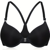 Resim Basit Katı T-Shirt Sütyeni, Rahat ve Nefes Alabilen Ön Tokalı Push Up Sütyeni, Kadın İç Çamaşırı ve İç Giyim 