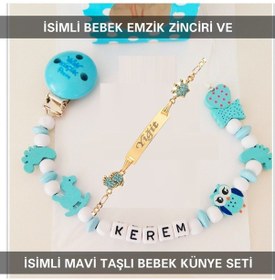 Resim Sahi Aksesuar İsimli Bebek Emzik Zinciri Ve İsimli Bebek Künye Seti Bezyı634 Çok Renkli 