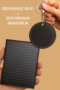 Resim Cekuonline Çift Kancalı Suni Deri Anahtarlık + Kart Kimlik Bölmeli Siyah Ruhsat Kabı Kılıfı Puzzle 