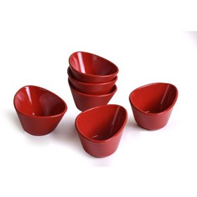 Resim Keramika Kırmızı Bayrak Tigela Çerezlik Sosluk 11 CM 6 Adet 