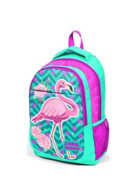 Resim Coral High Kids Su Yeşili Flamingolu Üç Bölmeli Sırt Çantası 14382 