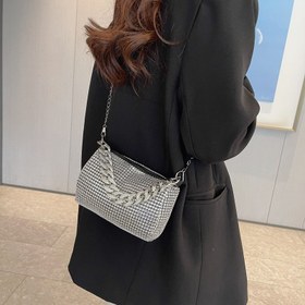 Resim 2025 Yeni Geliş: Kadınlar için Taşlı Zincirli Çapraz Vücut Çantası - Ayarlanabilir Askılı, Altın/Siyah PU Gece Clutch, Fermuar Kapatmalı ve Polyester Astarlı, Çok Amaçlı Günlük ve Resmi Omuz Çantası, Parti Aksesuarı, Şık El Çantası, Dayanıklı Astar, Küçük Moda Çanta 