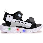Resim Kiko Kids 101 Işıklı Kız/erkek Çocuk Cırtlı Sandalet Ayakkabı Siyah - Gri 001 