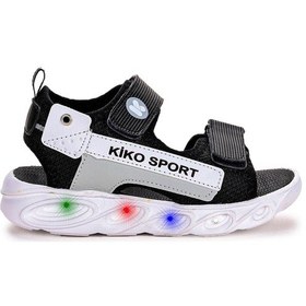 Resim Kiko Kids 101 Işıklı Kız/erkek Çocuk Cırtlı Sandalet Ayakkabı Siyah - Gri 001 