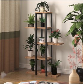 Resim Dekoratif 5 Raflı Metal Çiçeklik Saksı Standı Saksılık 