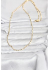 Resim Zarif Boyunlar İçin 60cm Golden Pirinç Yapım Top Stil Zincirli Kadın Kolye Standart 
