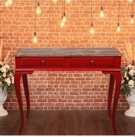 Resim Roys Ahşap 100 Cm Çekmeceli Kırmızı Ceviz Dresuar Kırmızı 