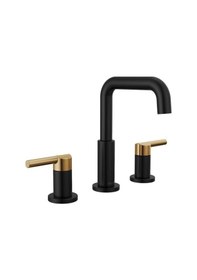 Resim Musluk Nicoli Yaygın Banyo Bataryası 3 Delikli, Siyah/altın Banyo Bataryası, Banyo Lavabo Bataryası, Tahliye Montajı, Mat Siyah/şampanya Bronz 35849lf-gz Açık Bej 