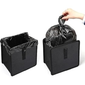 Resim Concept Oto Araba Ofis Çöp Kutusu Portatif Araç Içi Taşınabilir Kapaklı Pratik Su Geçirmez Askılı Çöp Kovası Düzenleyici Organizer Siyah 