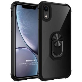 Resim Microsonic Apple iPhone XR Kılıf Grande Clear Ring Holder Siyah 