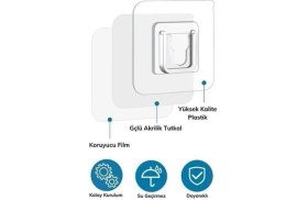Resim Bakgelal Eşya Sabitleme Askısı 10 Adet Şeffaf Çift Taraflı Yapışkanlı Geçmeli Klips, Duvar Delmeden Yapıştırmalı Eşya Askı Klipsi – 10 Parça Sabitleyici, Çok Amaçlı Eşya Sabitleme Klipsi – 