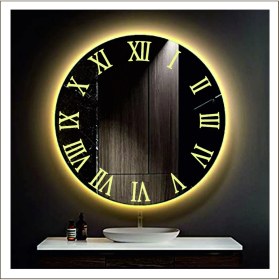 Resim Dnr-Mirror90 Cm Günışığı Ledli Tasarım Kumlamalı Banyo Aynası Makyaj Aynası Işıklı Ayna 