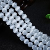 Resim Yapay Takı Yapımı Için 4/6/8/10 / 12mm Gerçek Selenit Taş Boncuk DIY Bilezik Kolye Küpe Aytaşı Boncuk Için Beyaz Opal Boncuk 