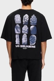 Resim Les Benjamins Sırt Baskılı Pamuklu Oversize Fit Bisiklet Yaka T Shirt Erkek T SHİRT LB25FWTURMUOT 