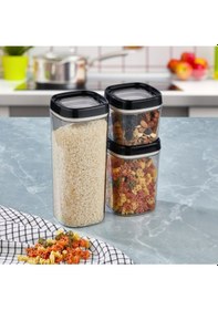 Resim Ceronni Bonny Erzak Saklama Kabı 3lü Set 1,8lt - 1lt - 600ml Siyah Siyah 